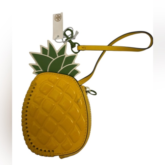 Tory Burch Pineapple Coin Purse, Wristlet, Bag Charm, Key Fob. Yellow Multi BNWT - Picture 4 of 4